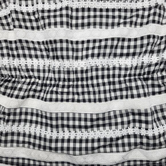 J. Crew Daisy Chain Peplum Top in Gingham Black White Plaid Crochet Ctton Small - Picture 8 of 10